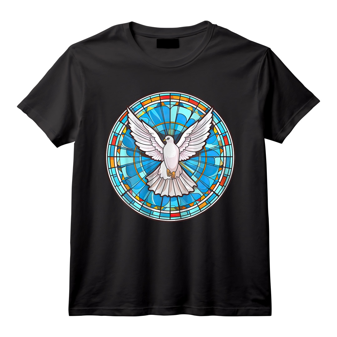 Le Saint-Esprit Colombe Loue Jésus Vitrail T-Shirt - Design Chrétien ...